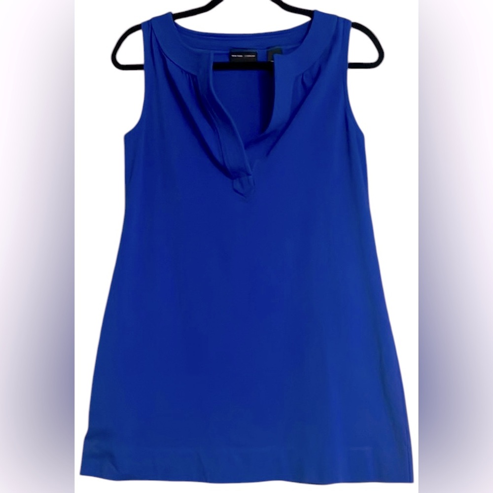 NEW YORK & CO Royal Blue Soft Knit Sleeveless Deep V-Neck Dress, Sz Medium, GUC.